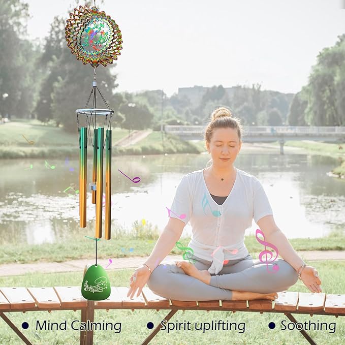 Aoedelyart Wind Chimes for Outside with Hummingbird Wind Spinner,33" Memorial Wind Chimes Outdoor Decor for Zen Garden Patio Home,Best Gifts for Mom Women Father Grandma Neighbors,Christmas Ornaments