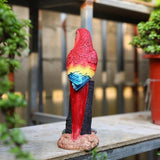 Macaw Parrot Garden Statue, 10.6" Hand-Painted Tropical Bird Figurine, Decorative Art Deco Accent for Patio and Home, Lifelike Design (Red)