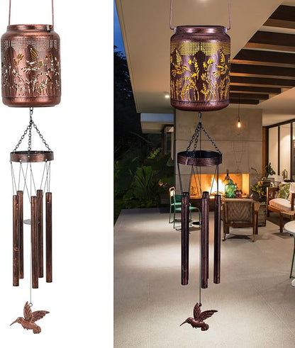 Shumi Hummingbird Wind Chimes for Outside 34" Solar Wind Chimes for Women Men Memorial Gift for Mother Christmas Day Garden Decor Hanging Solar Lantern Outdoors Patio Yard