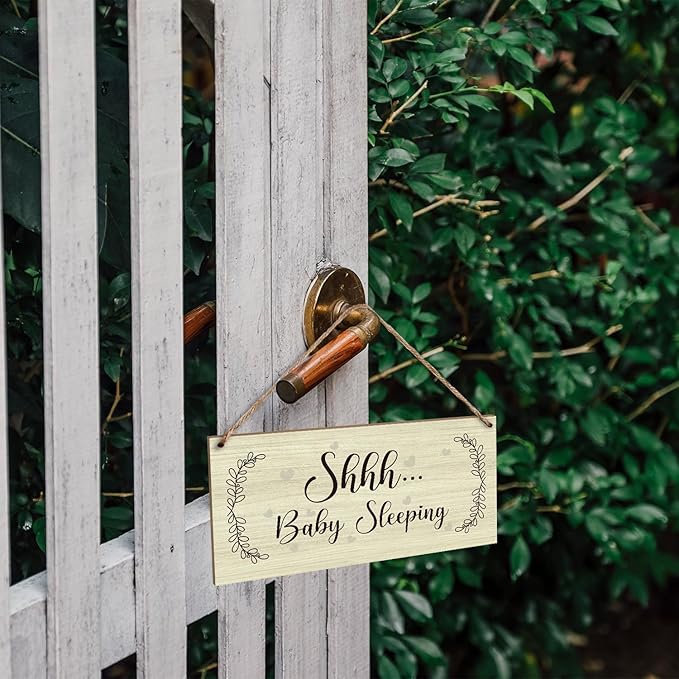 Wood Hanging Decor Sign, Do Not Disturb, Baby Sleeping Sign, Rustic Wood Front Door Plaque Wall Art Decor Gift, 10" x 5" Wood Decor Hanging Sign for Porch Yard Home Bedroom Farmhouse House Outdoor-13