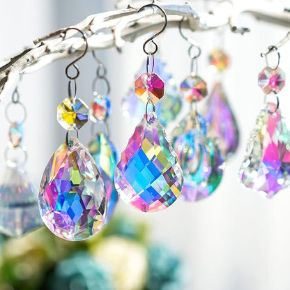 KANPURA 12 Pcs Crystal Sun Catcher, Hanging Ornament Crystals Prism Rainbow Maker for Home,Office,Garden Christams Decoration(Colorful)