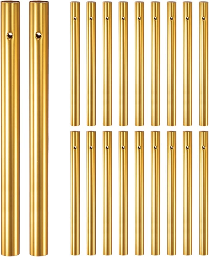 M METERXITY 20-Pack Wind Chime Tubes, Aluminum Wind Chime Empty Tubes, Metal Wind Bell for Adults Arts and Crafts/DIY Home Garden Outdoor Hanging Decorations [1x13cm, Gold]
