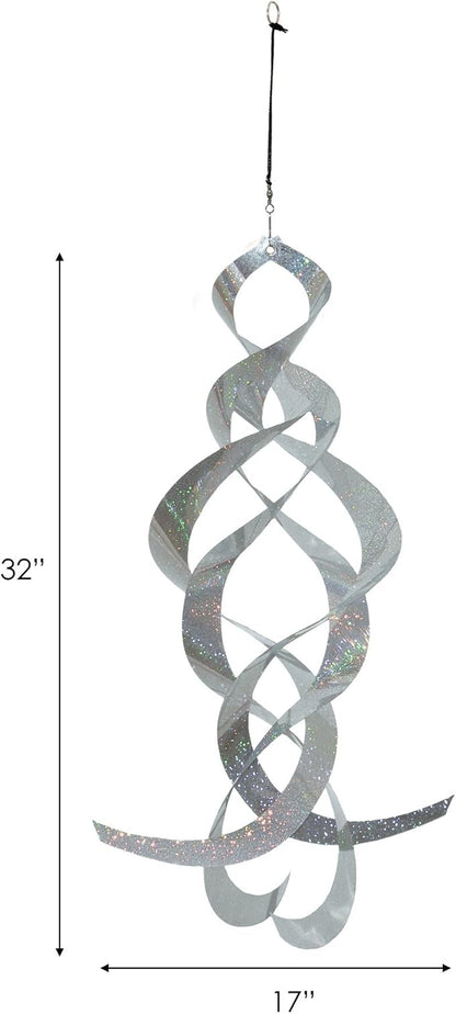 In the Breeze Mylar Spinner Silver Sparkle Spin Quartet — 32" Long