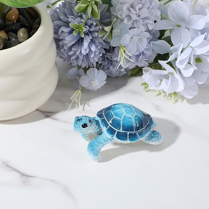 Yolev Turtle Plant Decorations for Pots Blue Climbing Tortoise Figure Plant Pot Hanger Resin Cute Hanging Sea Turtle Statue Planter Pots Decorations for Yard Garden Ornaments Pot Decoration