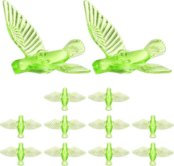 M METERXITY 12-Pack Wind Chime Pendants, 4.3cm Acrylic Peace Dove Shape DIY Wind Chime Parts Supplies for Craft Projects/Custom Home Garden Outdoor Hanging Decorations [Green]