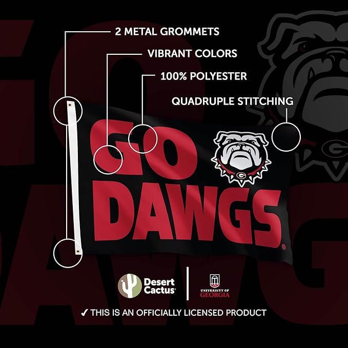Desert Cactus University of Georgia Flag Bulldogs UGA Dawgs Banners 100% Polyester Indoor Outdoor 3x5 feet Flags (Design A)