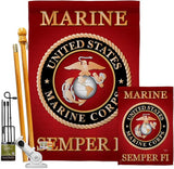 Breeze Decor FK108057-BO Marine Corps Americana Military Decorative Vertical Flags Kit, House & Garden Set w/Flagpole, Multi-Color
