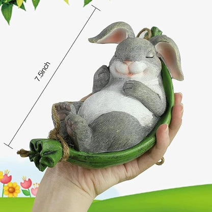 Collectible Figurines Modern Statues Resin Figurine Gray Rabbit Garden Animal Statue Sculpture for Outdoor Yard Tree Art Decor Creative Sculptures A Meaningful Gift