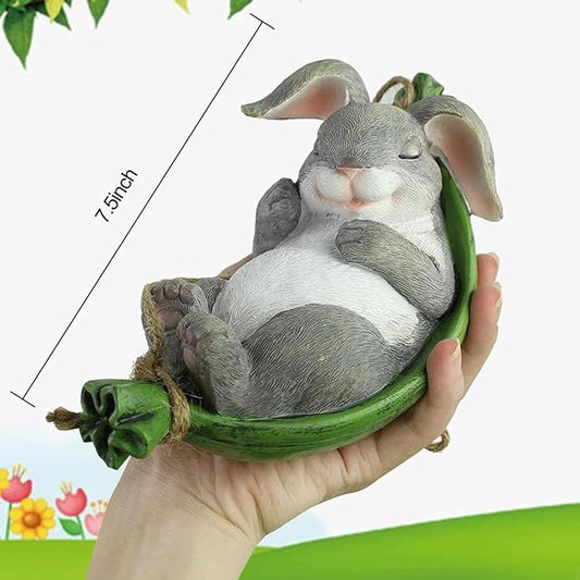 Collectible Figurines Modern Statues Resin Figurine Gray Rabbit Garden Animal Statue Sculpture for Outdoor Yard Tree Art Decor Creative Sculptures A Meaningful Gift