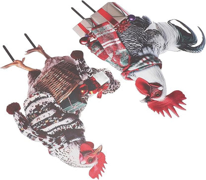 FILFEEL Metal Rooster Statue Ground Stake Iron Art Chicken Ornament for Lawn Garden Festival Decoration