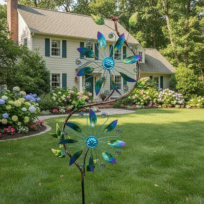 Metal Wind Spinners Outdoor,Yard Art Wind Sculptures & Spinners,Flower Wind Spinners for Yard and Garden,Waterproof Pinwheels & Windmill for Patio Lawn Decor