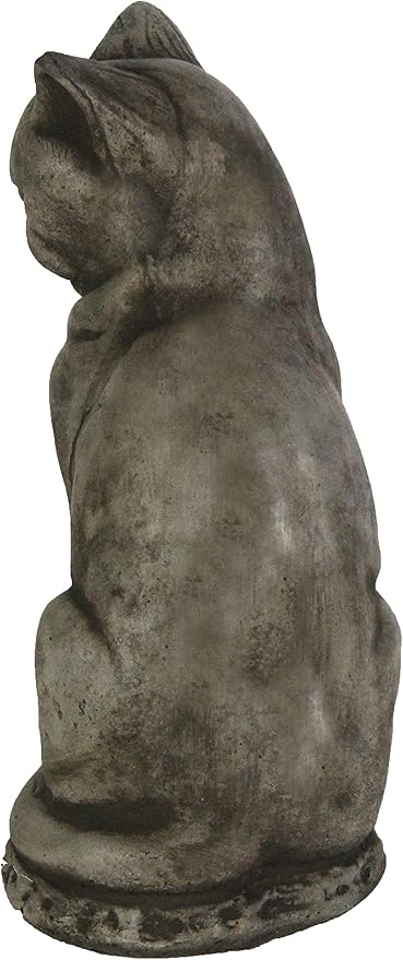 Siamese Concrete Cat Statue Kitty Cast Stone Sculpture Cat Cement Figure for Indoor and Outdoor Garden Decor