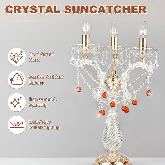 M METERXITY 10-Pack Crystal Ball Prisms, 24mm/0.94 Inch Chandelier Pendant Maker Hanging Crystals Chandelier Prisms for Home/Windows/Garden/DIY Decoration[Red Brown]