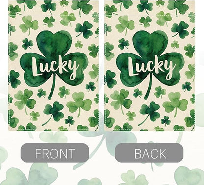 St Patricks Day Lucky Shamrock Garden Flag Irish March Garden Flag Happy St Patricks Day Double Sided Outdoor House Flag for Outside Yard Decorations 12×18 Inch