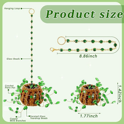 Beaded Plant Kit Suncatcher Succulent Beaded Succulent Gifts for Plant Lovers,Plant Sun Catcher for Window Hanging with Chain,Bead Plants Crystal Sun Catchers Indoor Window Home Garden Decor