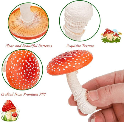 Youeon 12 Pcs Mini Mushroom Figurines Set for Garden Decor, Realistic PVC Tiny Mushroom Ornaments, Cute Miniature Statues for Fairy Garden, Yard, Lawn, DIY Crafts, and Home Decor