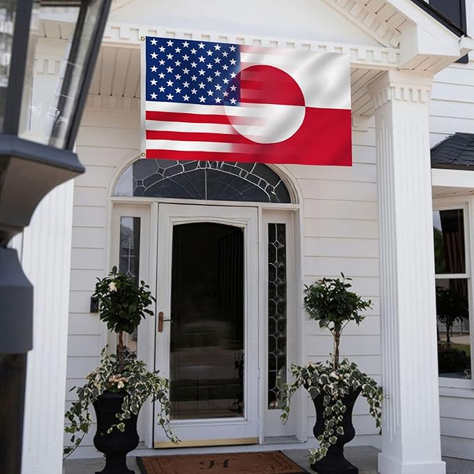 America Greenland Flag 2X3FT, USA Greenlander Friendship Flags,Both Sides Printed, Men Women Banner,Vibrant Colors, Double Stitched with 2 Brass Grommets, Bar Garden Street Decoration, GYM, Office Decor,Indoor Outdoor Use,Gifts. (Z-US-GL, 2x3ft)