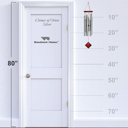 Woodstock Wind Chimes of Orion Wind Chimes for Outside, 30" Silver Medium Tone Wind Chime Décor for Outdoor Garden, Patio, Porch, Encore Collection