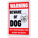 Beware of Dog Sign Bichon Frise Metal Sign Warning Beware of Dog Signs for Fence Outdoor Farm Garden Gate Home Yard Decor 12x16 Inch