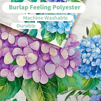 CROWNED BEAUTY Spring Garden Flag Floral Hydrangea Double Sided 12x18 Inches Small Burlap Welcome Holiday Seasonal Yard Decoration for Outside Porch CF1751-12