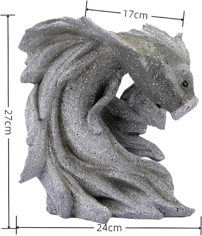 Goldfish Shape Pond spitters for Small Ponds, Fish Tank Automatic Circulation Water Landscaping Ornaments, Pool Fountains for Above Ground Pools, Garden Decor for Koi Pond(Gray,24 * 17 * 27cm)