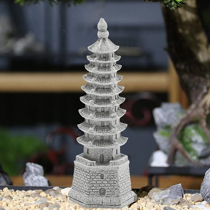 Saihisday 3PCS Mini Pagoda Sandstone Sculpture, Chinese Zen Pagoda Figurines for Garden, Office Home Desktop Decor