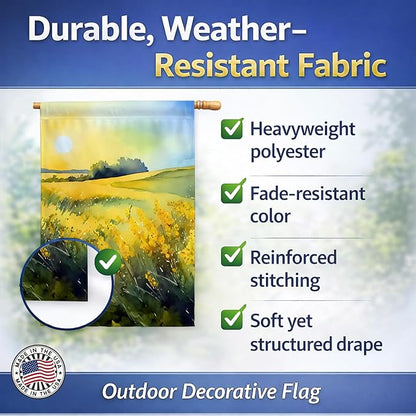 Caroline's Treasures Nebraska Goldenrod in Watercolor House Flag Large Porch Sleeve Pole Decorative Outside Yard Banner Artwork Wall Hanging, Polyester, House Size, Multicolor