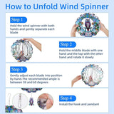 Wind Spinners Outdoor, FACIACC Owl Metal 3D Hanging Garden Decor, 12-inch Stainless Steel Wind Spinner with Tail Spinner, Wind Sculptures for Indoor Patio Lawn Yard, Ornament Gift for Women/Men