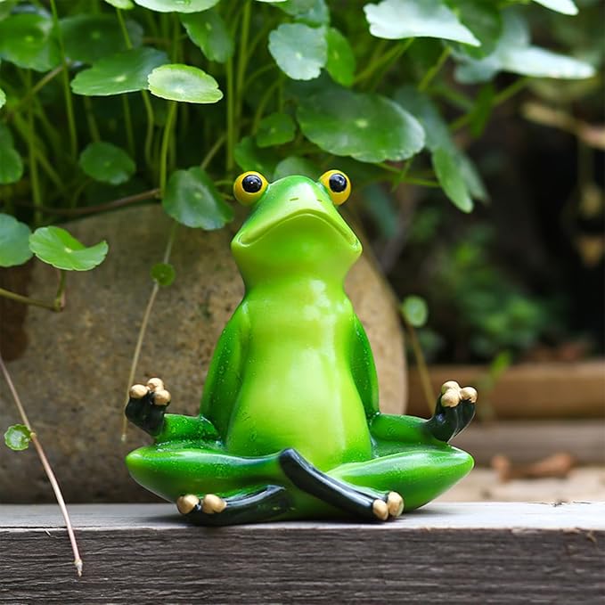 Yoga Frog Statue Outdoor Decor for Garden, 4.05" Fairy Yard Figurines Home Sculptures for Lawn Patio Front Porch Backyard