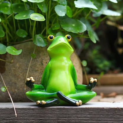 Yoga Frog Statue Outdoor Decor for Garden, 4.05" Fairy Yard Figurines Home Sculptures for Lawn Patio Front Porch Backyard