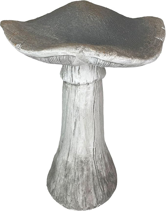 Zeckos Mushroom Statue 17 inches High, Large Magnesium Oxide Garden Sculpture, Indoor Outdoor Yard Decor, Rustic Art Accent, Weather-Resistant, Heavy Duty Decorative Ornament