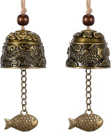 Chuangdi 2 Pcs Fengshui Bell Vintage Dragon Bell Fengshui Wind Chimes Good Luck Hanging Supplies for Home Garden Good Luck Blessing Patio Yard Indoor Outdoor Front Door Decorations (Dragon and Carp)