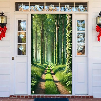 Forest Path Garden Flag Green Tree Woodland Scenery 71x35 inch Double Sided OutdoorYard Banner for Nature Landscape Spring Summer Decor