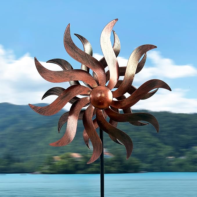 360° Metal Wind Spinner – Willow Leaf Kinetic Sculpture for Outdoor Patio Lawn Yard and Garden Decor