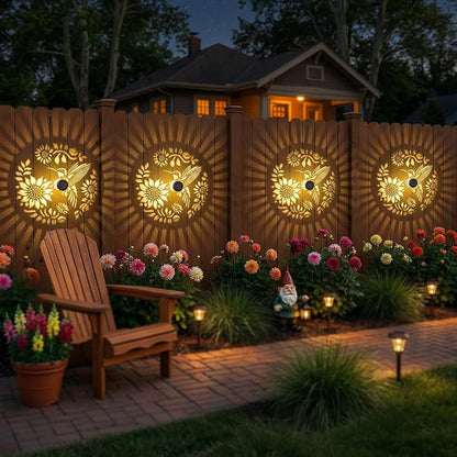 Gardsee Solar Fence Lights Outdoor 2 Pack Deck Step Wall Lights Butterfly Metal Waterproof LED Warm Yellow Light for Garden Post Patio Backyard Yard Decor (Black 2)