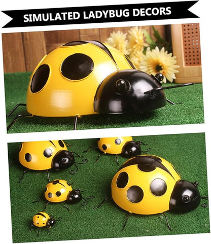 LIOOBO 3pcs Garden Ladybug Decorations Iron Ladybug Ornament Simulated Decors for Room Decor