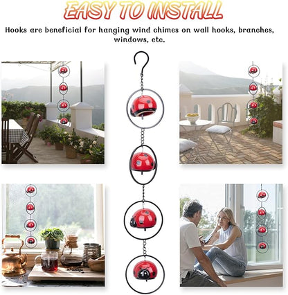 Ceramics Wind Chimes Outdoor, Wind Chime for Outside with Soothing Melodic Tones for Garden Patio Balcony Home Décor Ladybug