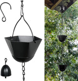 Invech 12.5FT Adjustable Rain Chains for Gutters, Outside Rain Catcher Chain with 12 Cups for Eaves Drainage, Replacement for Downpout (Black)