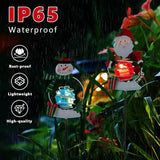 Christmas Solar Garden Lights, 27" H Snowman & Santa Claus Solar Stake Light, 2 Pack Outdoor Statues Figurine Lights for Xmas Holiday Lawn Patio Yard Decoration