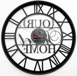 16 Inch Large Outdoor Clock, Modern Black Farmhouse Metal Roman Decorative Clock Above a Doorway, Silent Battery Operated Analog Wall Clock for Living Room, Kitchen, Office