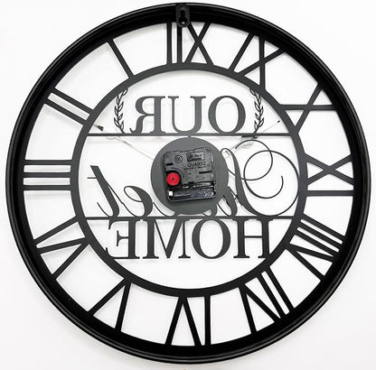 16 Inch Large Outdoor Clock, Modern Black Farmhouse Metal Roman Decorative Clock Above a Doorway, Silent Battery Operated Analog Wall Clock for Living Room, Kitchen, Office