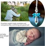 Rainbow Guardian Angel Crystal Suncatcher for Home Car Decoration Porch Decor Hangings Crystal Glass Ornament for Mom Women (Blue)