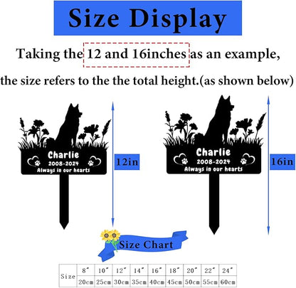 Personalized Husky Dog Memorial Grave Marker,Custom Flora Dog Memorial Garden Stake,Dog Memorial Plaque Burial Stake Engraved Sign,Dog Sympathy Grave Stake,Dog Memorial Statue Headstone