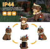 Solar Highland Cow Garden Decor 6.6” Outdoor Statue Resin with Flower Decoration Funny Two Christmas Gnomes Decor,Birthday Gifts for Women Mom Highland Cow Figurine for Yard Patio Lawn Ornaments
