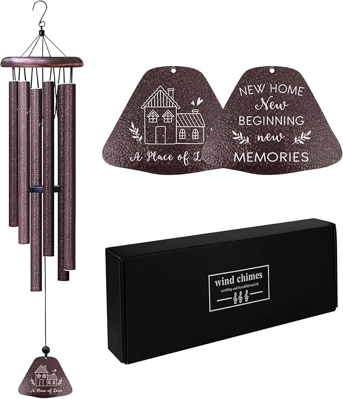 Housewarming Gifts for New Home, Home Sweet Home Gifts 32" Wind Chimes for Outside, Best Homeowner Moving Away Gift for Homewarming, New Apartment House Warming Ideas for Couple Windchimes
