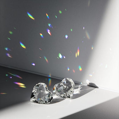 HDCRYSTALGIFTS 24pcs Crystal Heart Prisms Suncatchers 20mm Clear Glass Beads Rainbow Maker Sun Catchers Chandelier Crystals Drop Parts Glass Wedding Valentine's Day Decorations