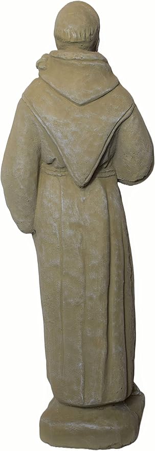St Francis with Bird On Shoulder Statue 25in Tall Desert Sand Color