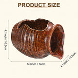 M METERXITY Ceramic Garden Fountain Spitter, Clay Pot Ecological Tank for Pond/Backyard Water Feature/Cave Waterfall/Landscaping, DIY Water Flow Jar Hydroponic Vase [5.5in, Iridescent Red]