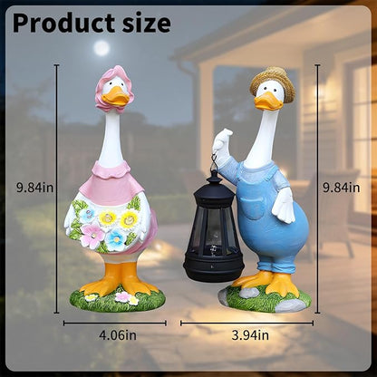 Goose Garden Statue Solar Light, Waterproof LED Decorative Lamp, Outdoor Solar-Powered Yard Art for Garden Patio Pathway Decoration & Housewarming Gift(A Pair)