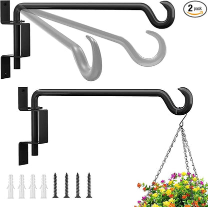2 Pack 11.5 inch Swivel Plant Hanger Hook Indoor Outdoor, Rotatable Plant Wall Hooks, Hanging Brackets for Hanging Flower Basket, Bird Feeder, Wind Chimes